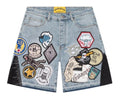Godspeed Patchwork Denim Shorts V2 Blue