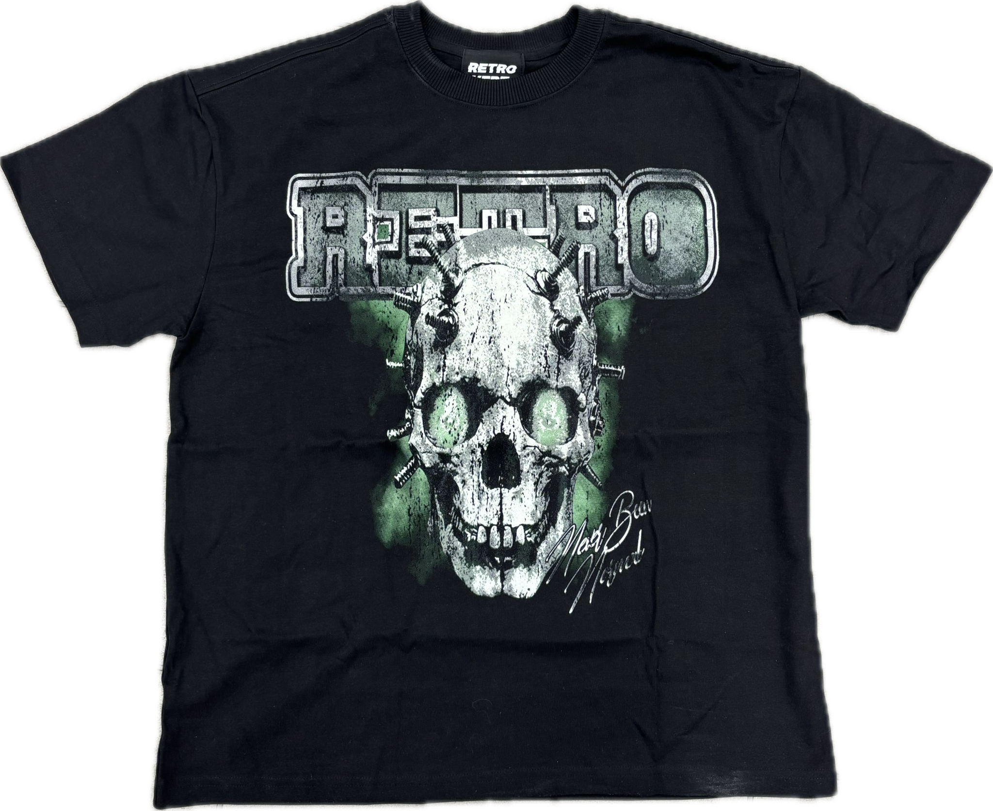 Retrovert Green Bolted Cranium Tee Black