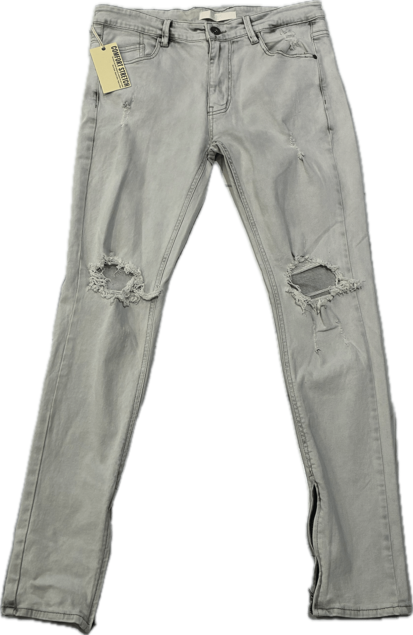 KNDK Light Grey Ripped Skinny Jeans