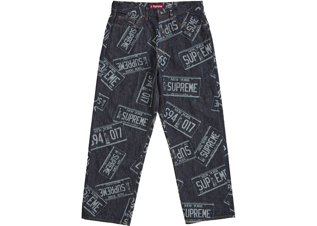 Supreme License Plate Baggy Jean Rigid Indigo