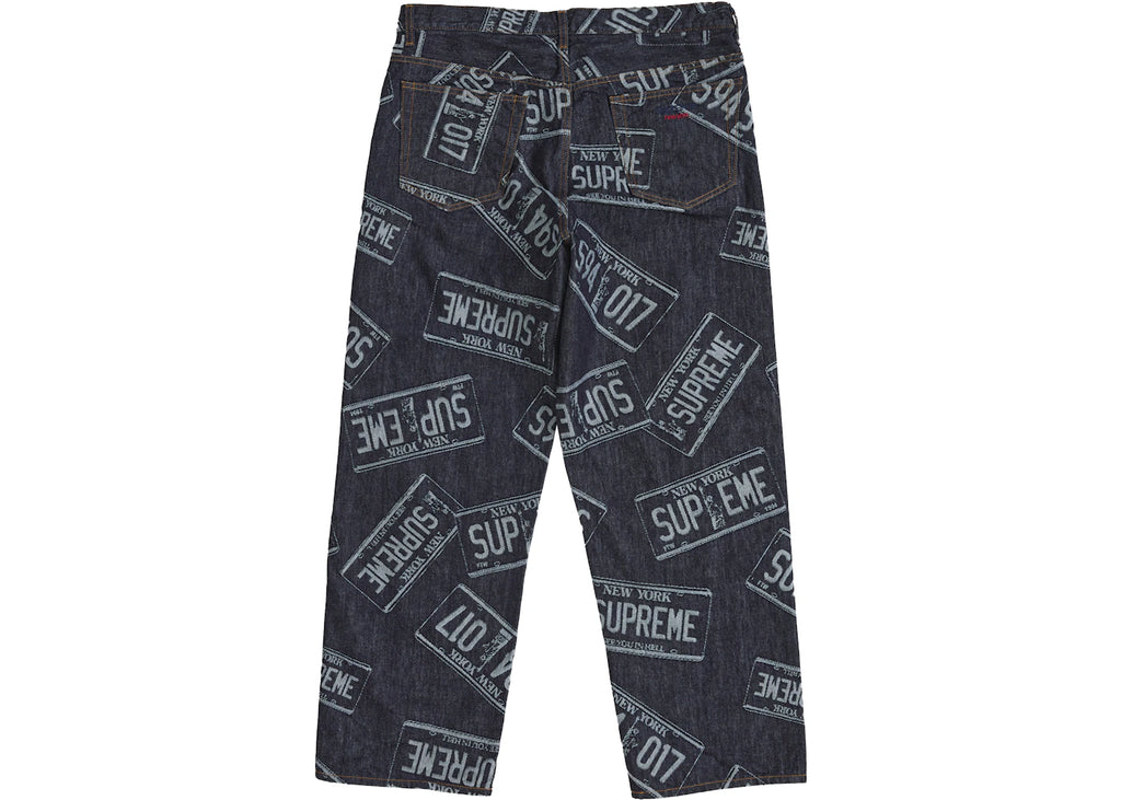 Supreme License Plate Baggy Jean Rigid Indigo