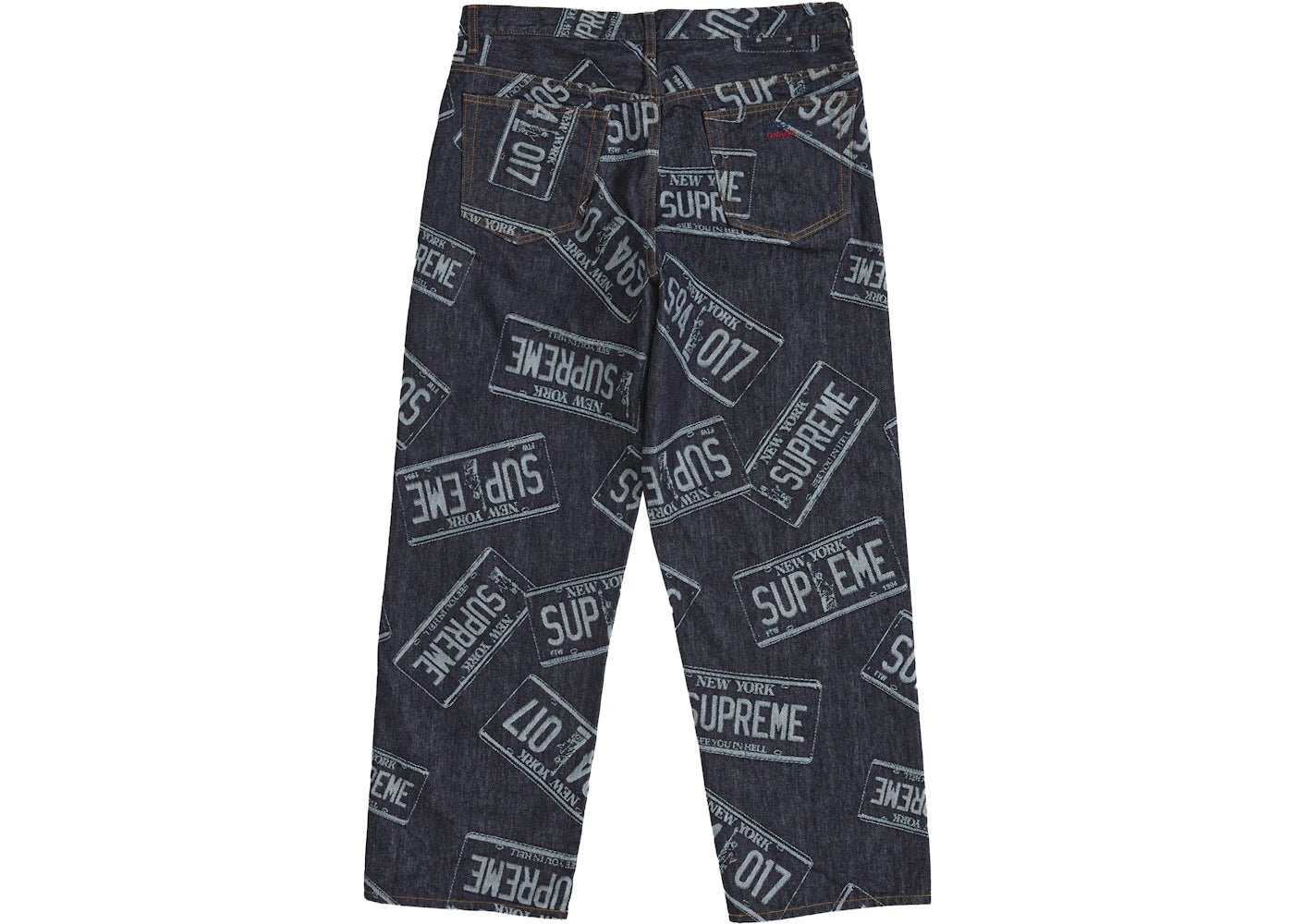 Supreme License Plate Baggy Jean Rigid Indigo