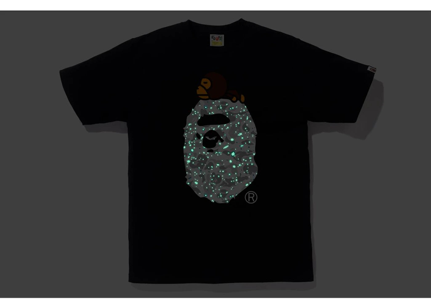 BAPE Space Camo Milo On Big Ape Tee Black