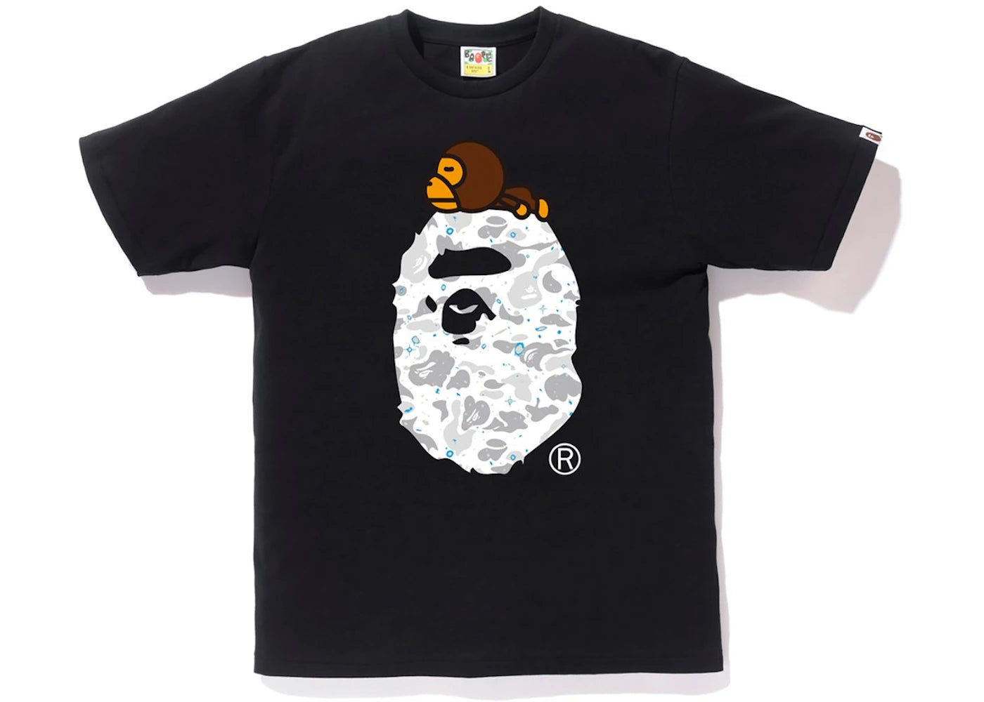 BAPE Space Camo Milo On Big Ape Tee Black