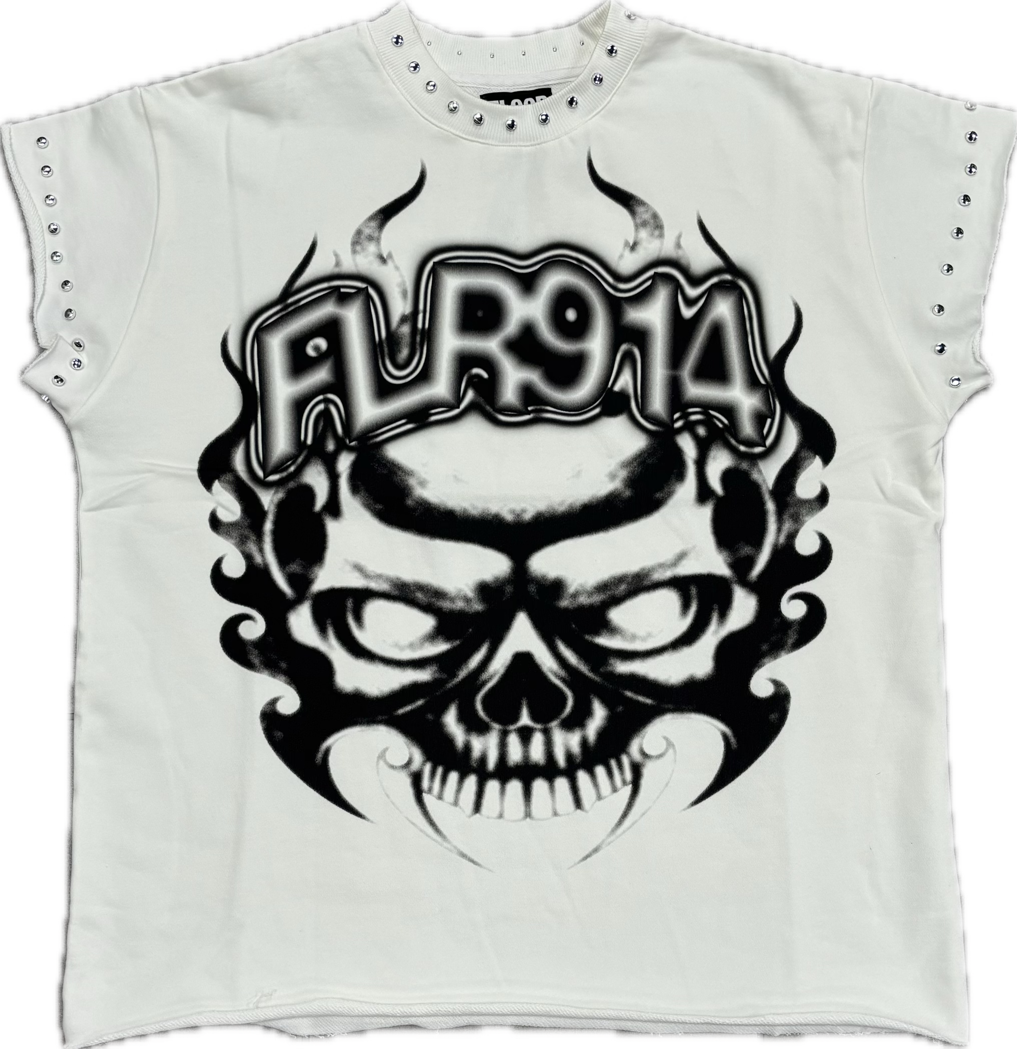 Floor 914 Skull Cut Off White Tee